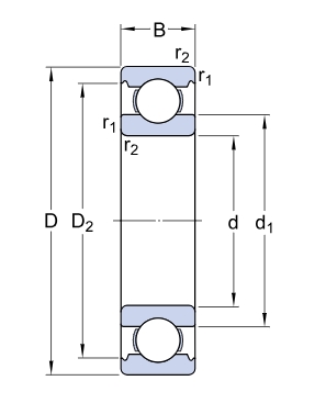 Однорядный шариковый подшипник 6212/C4