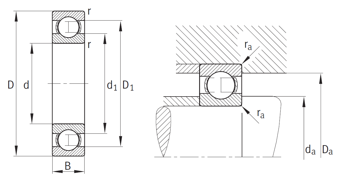 Однорядный шариковый подшипник 6314 (314)