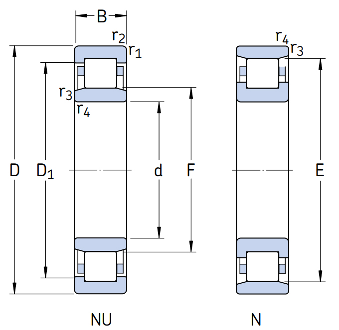Роликовый цилиндрический подшипник N 205 ECP