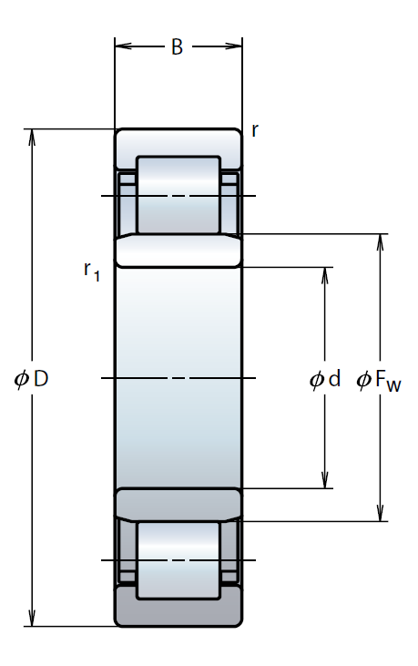 Роликовый цилиндрический подшипник NU 206 EW C3