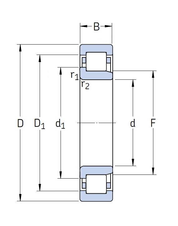 Роликовый цилиндрический подшипник NJ 314 ECM