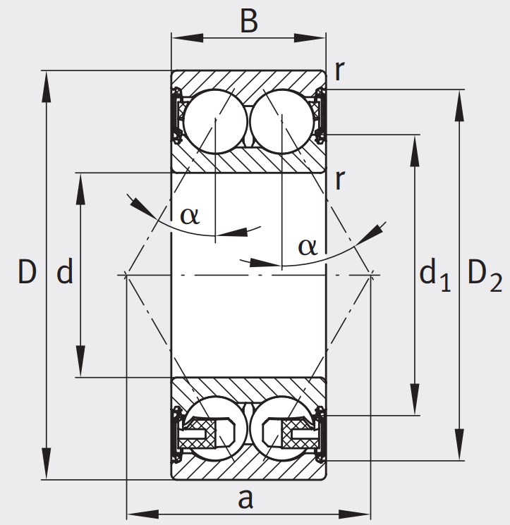 Двухрядный шариковый подшипник 3205 BD XL 2HRS TVH
