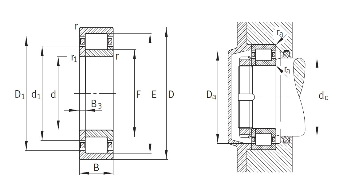 Роликовый цилиндрический подшипник NUP 305 E XL TVP2