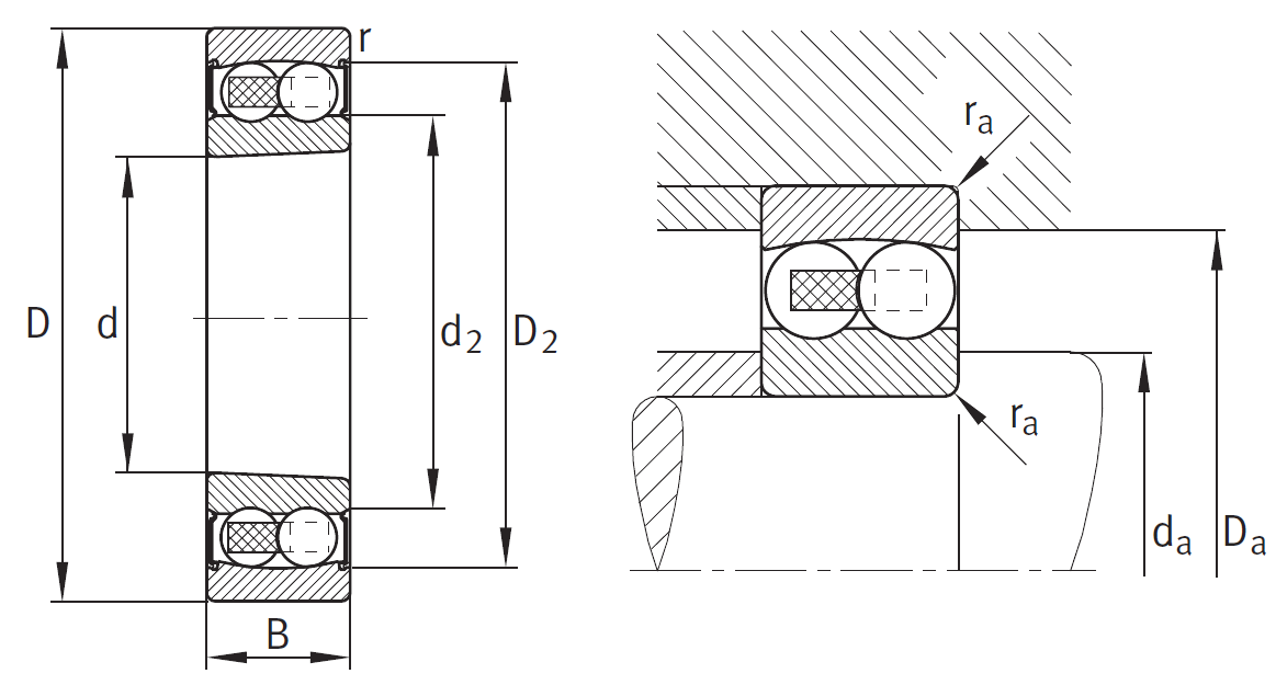 Двухрядный шариковый подшипник 2211-K-2RS-TVH-C3