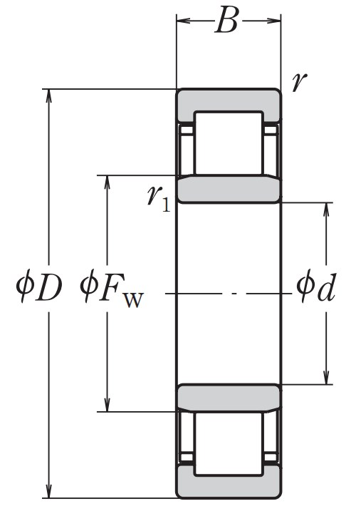 Роликовый цилиндрический подшипник NU 313 W C3
