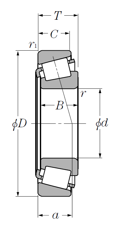 Подшипник роликовый конический чертеж