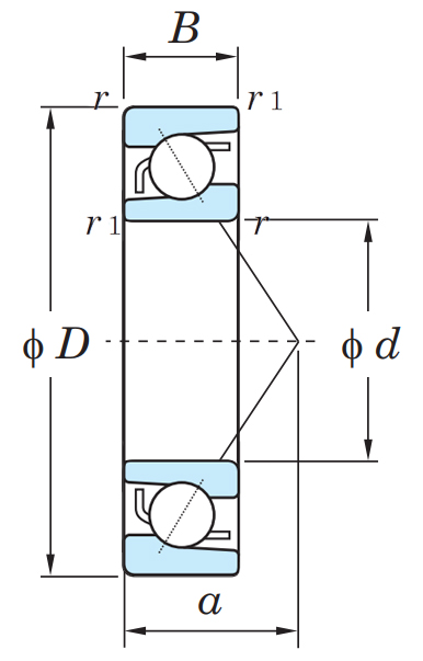 Шариковый однорядный подшипник чертеж