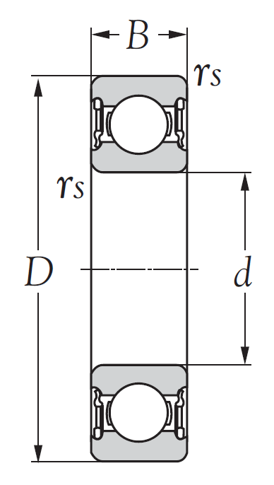 Дюймовый подшипник R 6 2RS