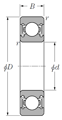 Однорядный шариковый подшипник 6314 LLU (NTN)