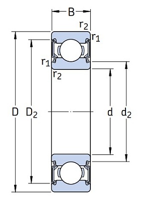Однорядный шариковый подшипник 6204 2RSLTN9/C3VT162