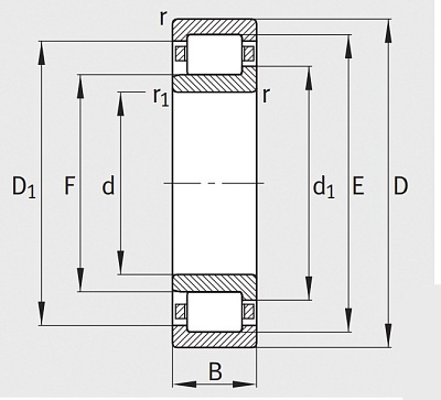 Роликовый цилиндрический подшипник NJ 2310 E XL TVP2