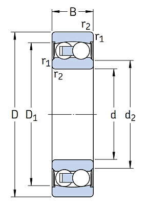 Двухрядный шариковый подшипник 2305 E-2RS1TN9
