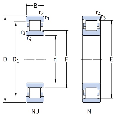 Роликовый цилиндрический подшипник N 205 ECP