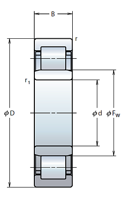 Роликовый цилиндрический подшипник NU 309 EW