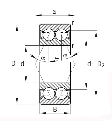 Двухрядный шариковый подшипник 3806 2RS