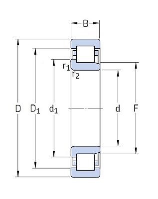 Роликовый цилиндрический подшипник NJ 2305 ECP