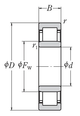 Роликовый цилиндрический подшипник NU 205 EW C3