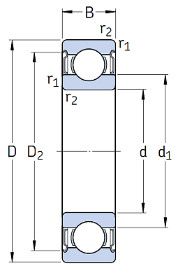 Однорядный шариковый подшипник 6314 2Z/C4