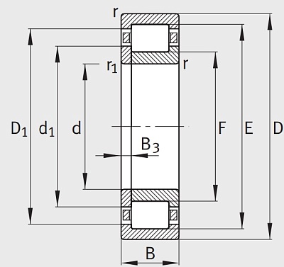 Роликовый цилиндрический подшипник NUP 2305 E XL TVP2