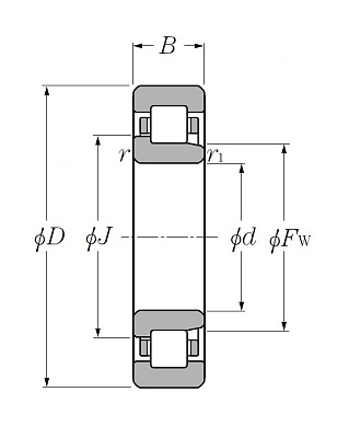 Роликовый цилиндрический подшипник NJ 221