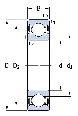Высокотемпературный подшипник 6208 2RS1/C3 GJN