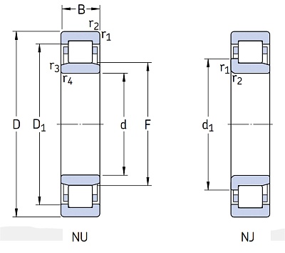 Роликовый цилиндрический подшипник NJ 205 ECP
