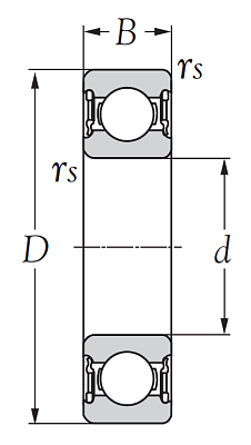 Дюймовый подшипник R 6 2RS