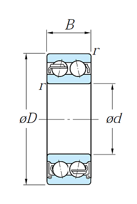Двухрядный шариковый подшипник 5206 ZZ